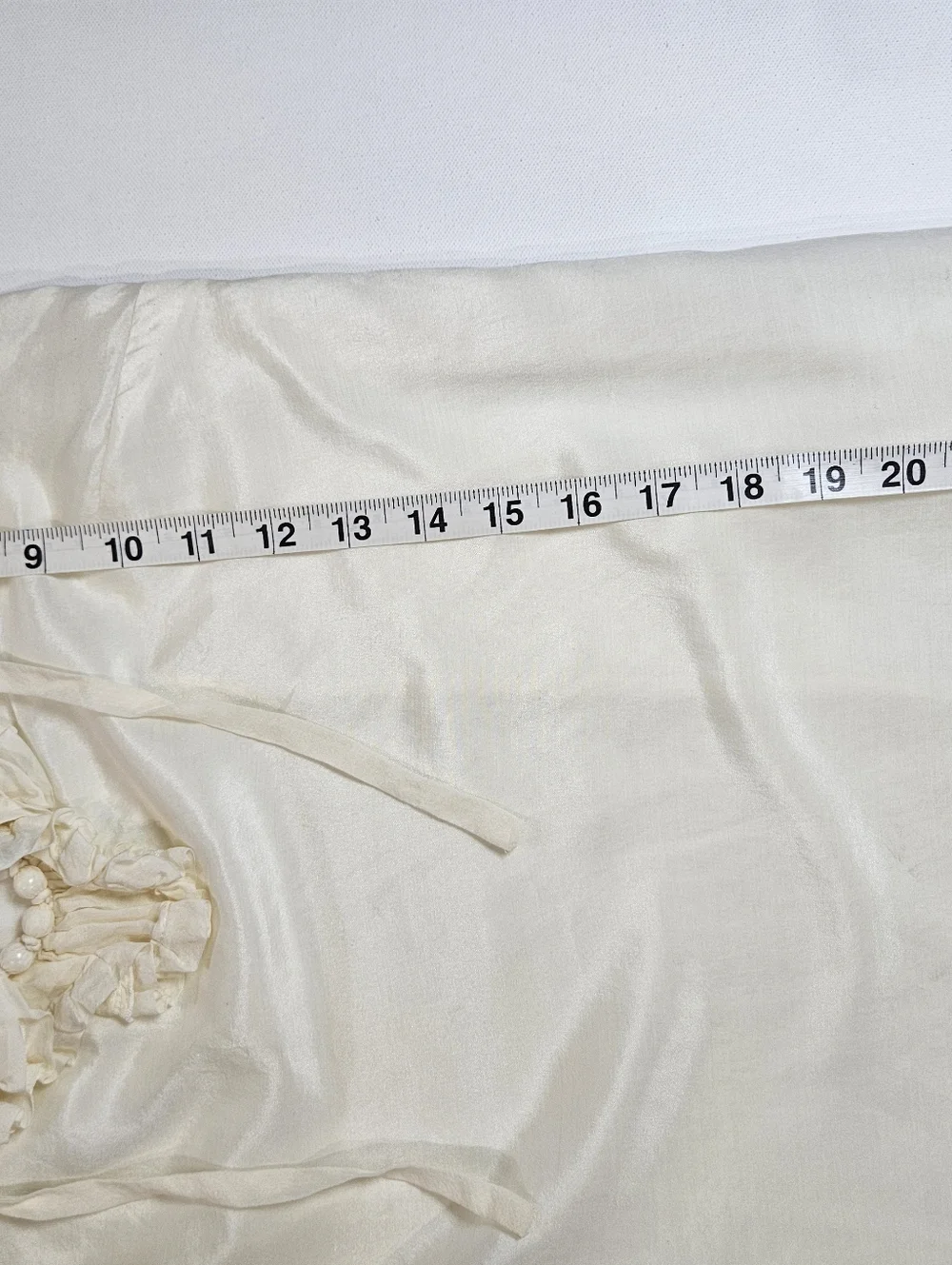 J. Crew Silk Blend Top Womens 0 Ivory Ruffle Beaded Neck‎ Boho To Formal